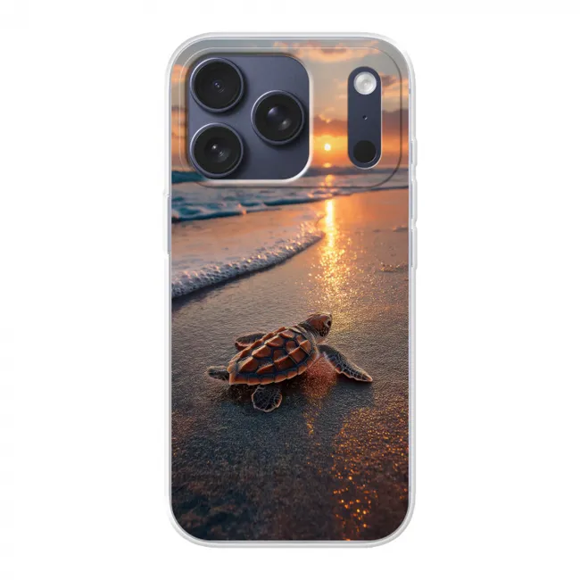 Telefoonhoesje - Schildpad - strand - Zonsondergang