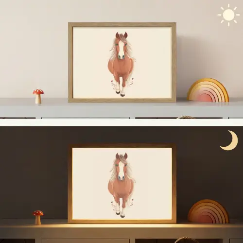Paard - Galop - Bruin Light Box met batterij (Wandlamp kind) middel -sfeer3_kind