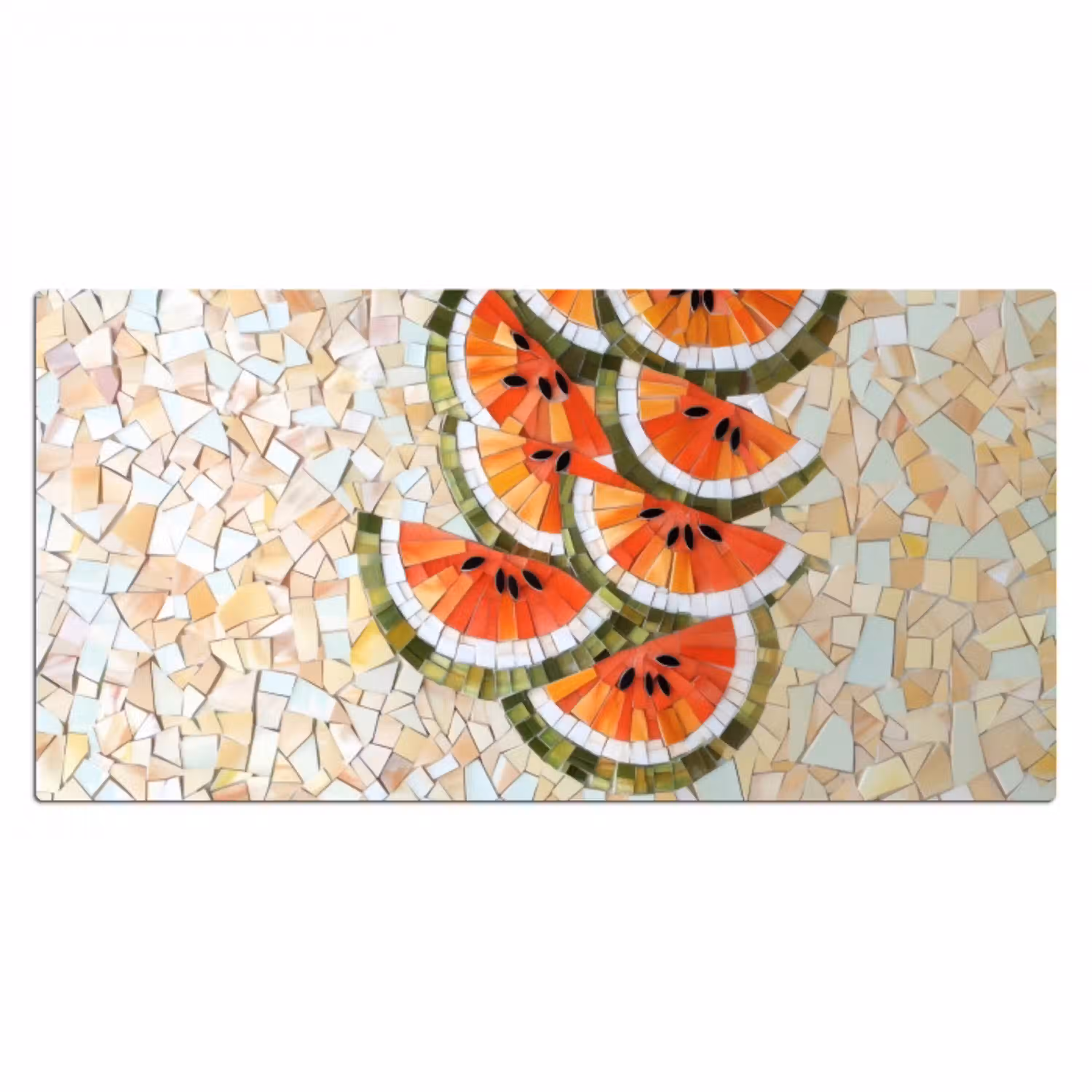 Mozaïek - Watermeloen - Rood - Pitten Muismat XXL klein -3d_leeg