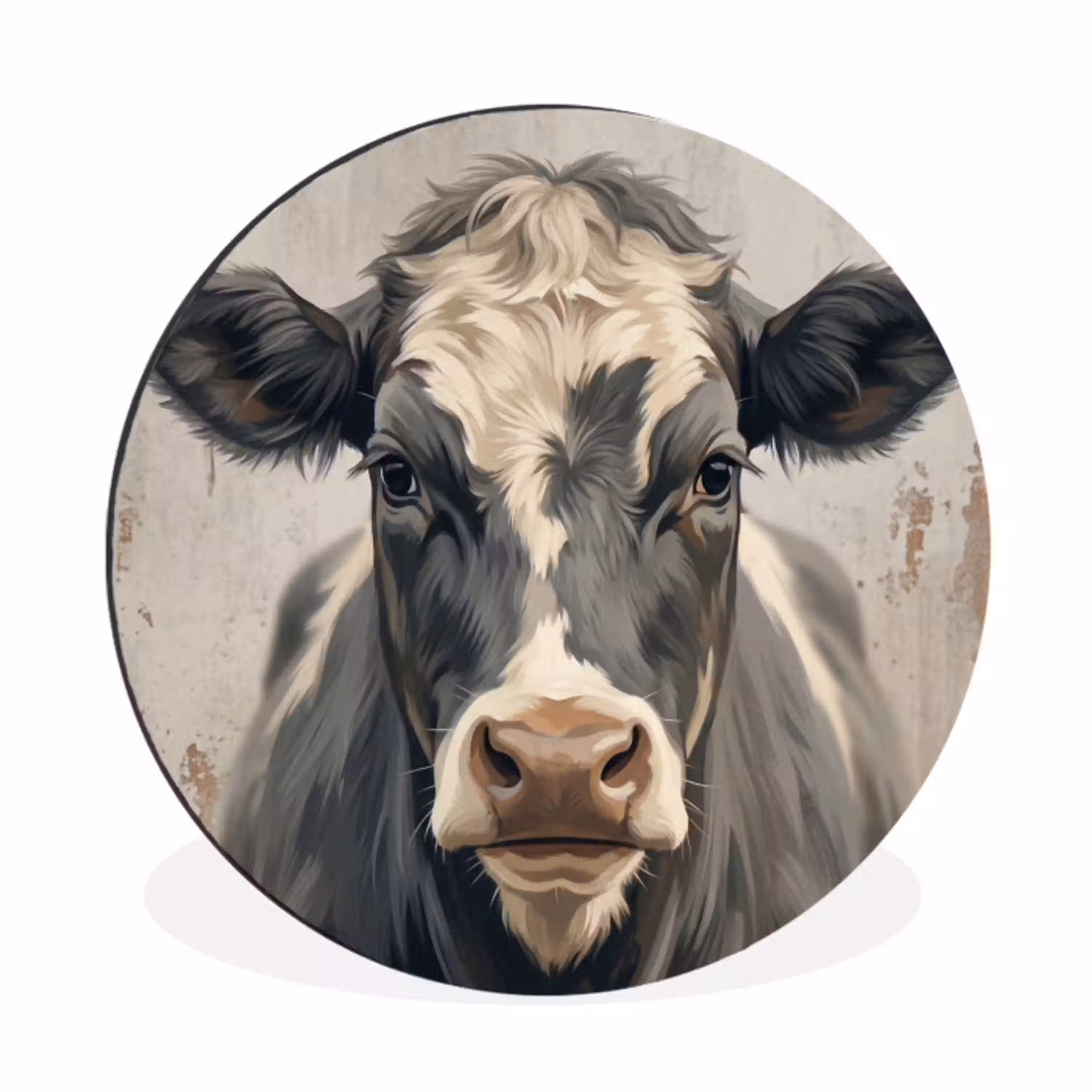 Koe - Portret - Dieren - Modern Wandcirkel aluminium klein -3d