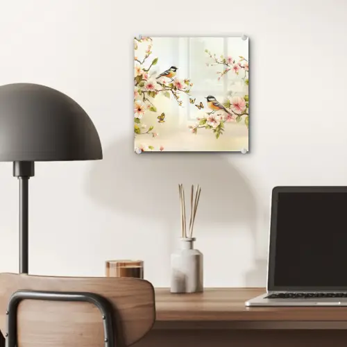 Takken - Bloemen - Vogeltjes - Roze plexiglas 5mm klein -sfeer6