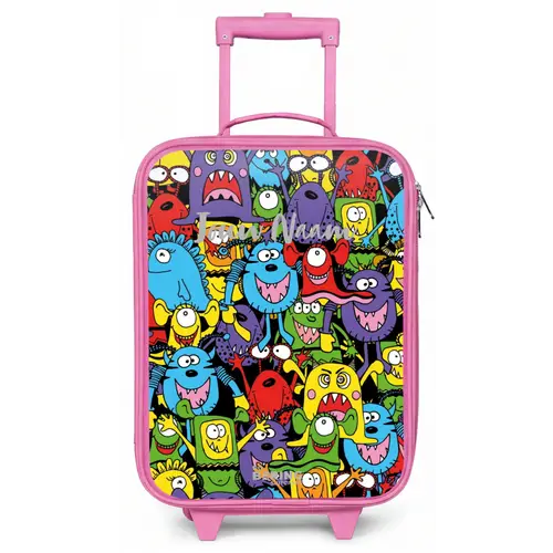 Monsters met Felle Kleuren Kinderkoffer - Roze klein -zz3dotto