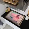 Doorkijk - Strand - Palmboom - Tropisch Inductie beschemer met haakjes klein -sfeer1