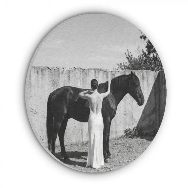 Akoestisch schilderij rond - Vrouw - Paard - Artistiek