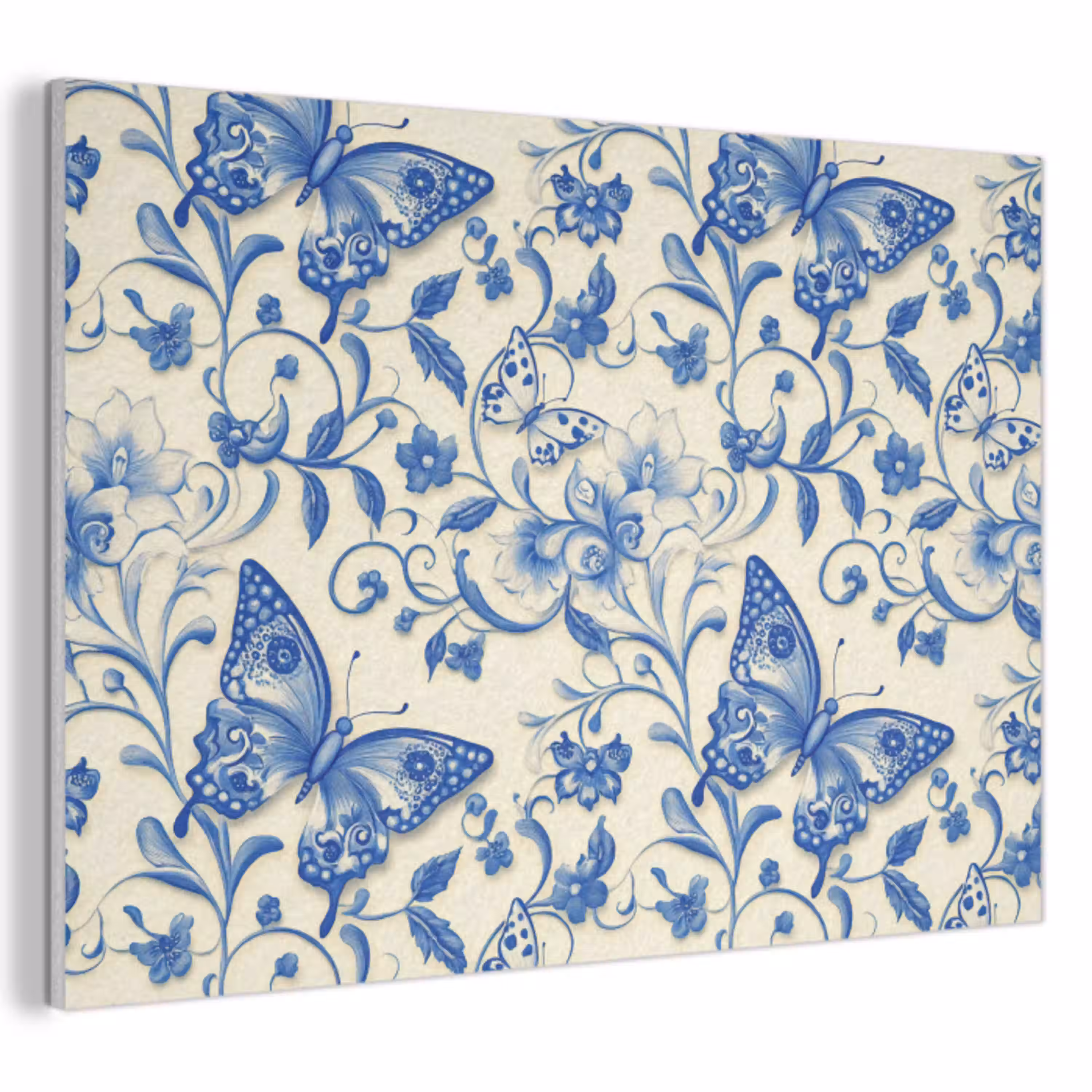 Vlinders - Bloemen - Blauw - Botanisch PET vilt klein 837 -3d