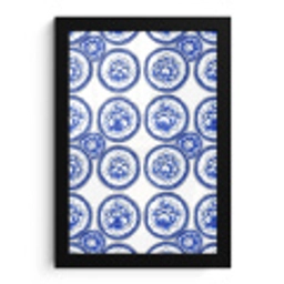 Cirkels - Bloemen - Blauw fotolijst zwart zonder passe partout klein 224 -3d