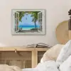 Doorkijk - Boom - Zee - Palmboom - Heuvels - Strand - Blauw PET vilt klein -sfeer3