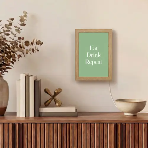 Eten - Drinken - Tekst - Mintgroen Light Box met kabel (Tafellamp) klein -sfeer2