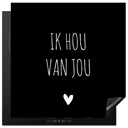 Ik hou van jou - Spreuken - Quotes Inductie beschermer vinyl 3mm middel -3d