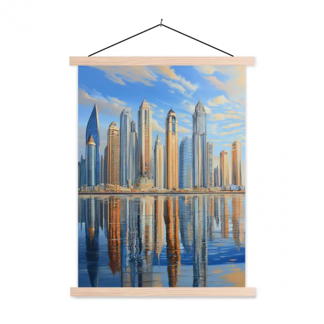 Schoolplaat - Skyline - Wolkenkrabbers - Water - Blauw