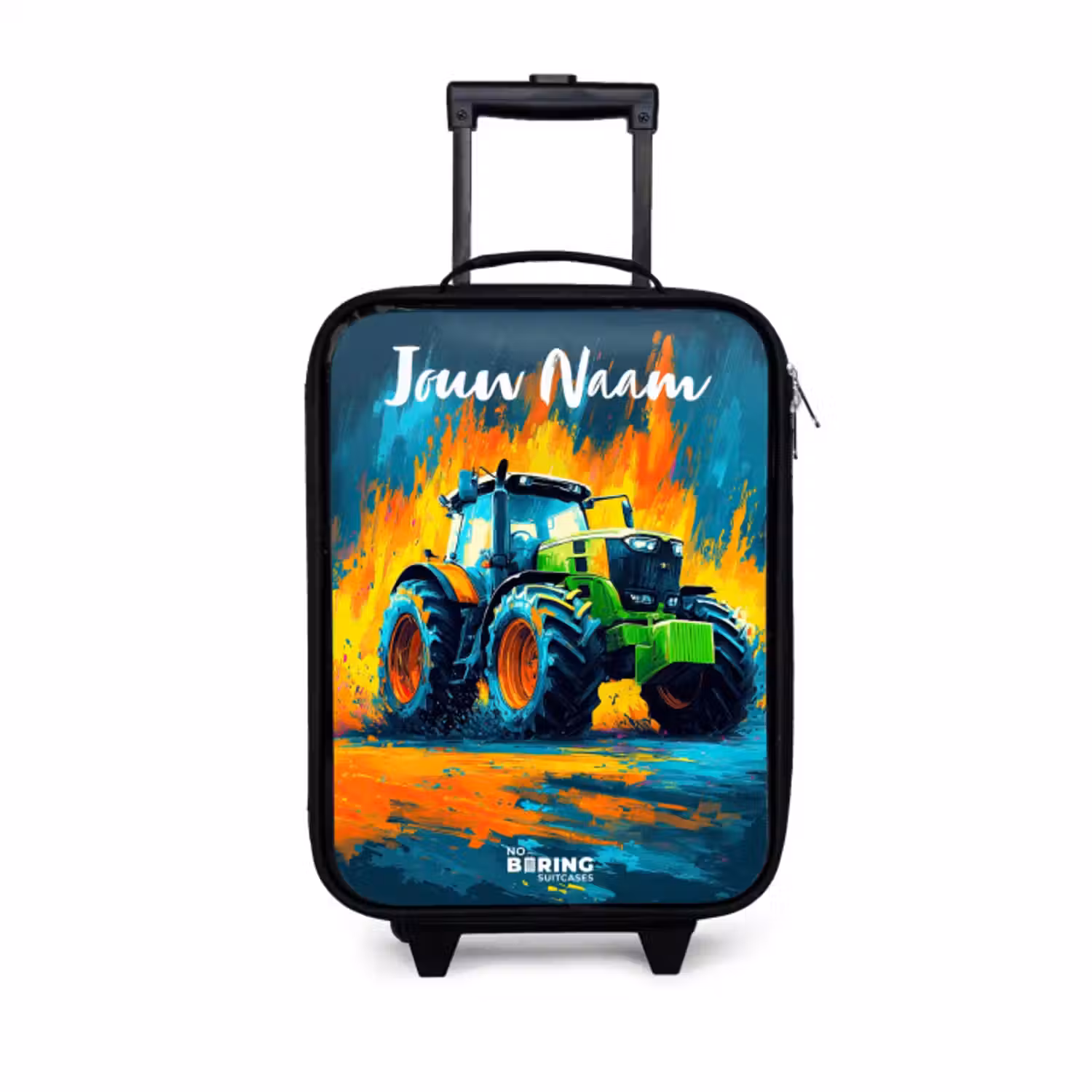 Kinderkoffer met naam - Abstract - Tractor - Groen
