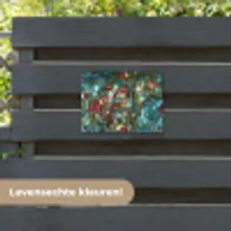 Vogel - Tak - Rozen - Mozaïek tuinposter los doek klein -sfeer3