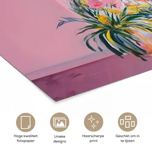 Roze - Buiten - Verf poster papier klein -closeup_NL