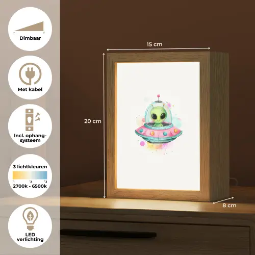 Alien - Ufo - Kleurrijk Light Box met kabel klein -USP_NL