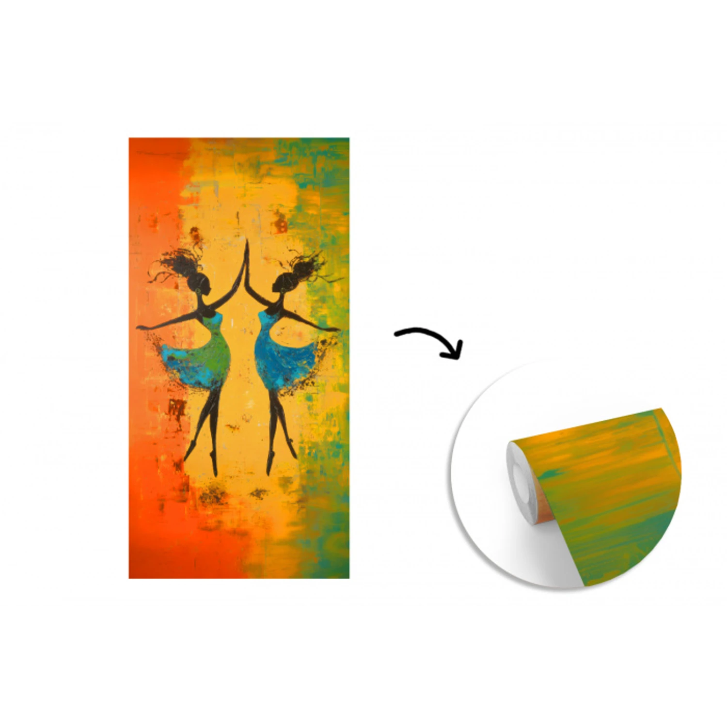 Dansen - Vrouwen - Verfstructuur fotobehang vinyl groot -3d