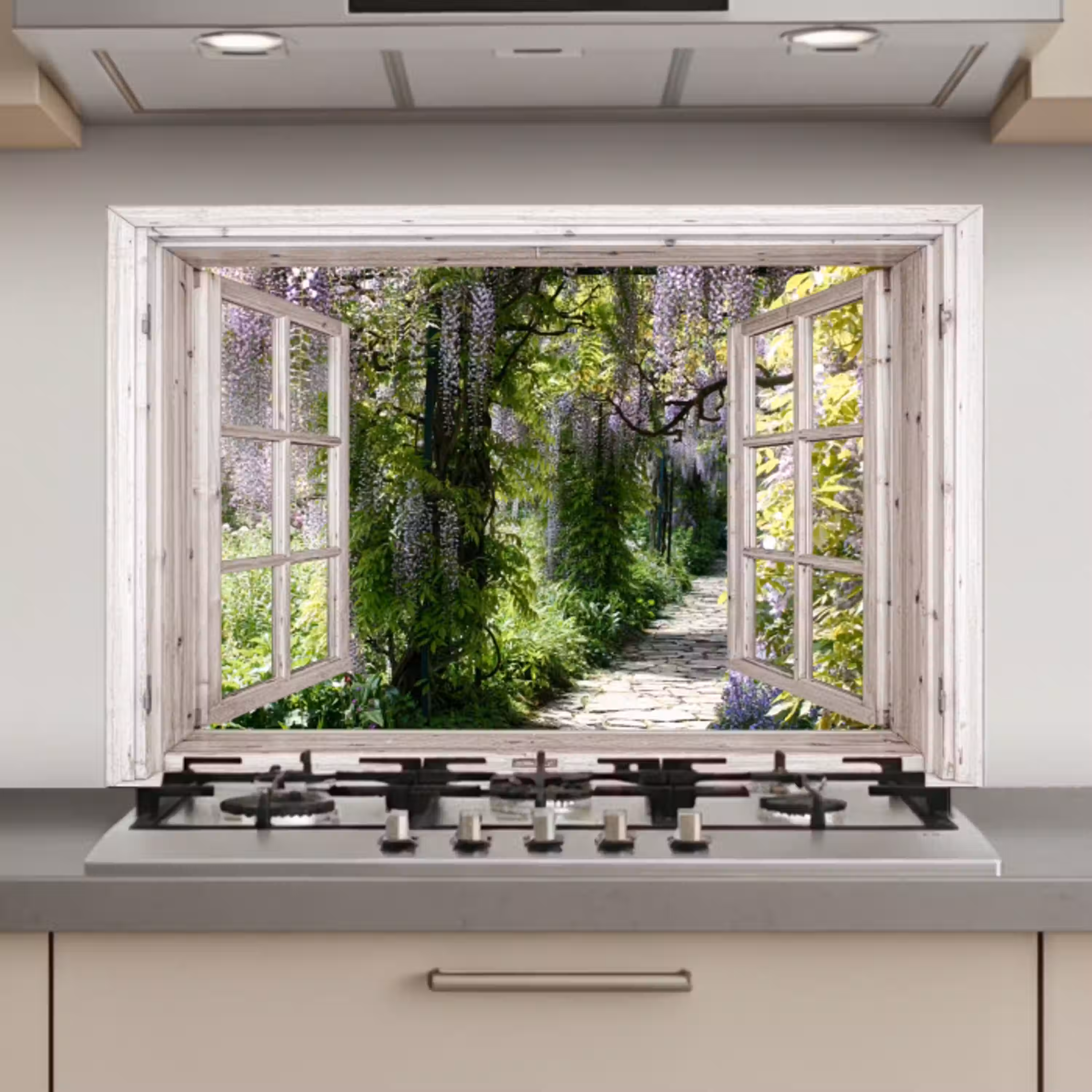 Blauwe regen - Bloemen - Doorkijk - Boom - Lente keuken achterwand spatscherm klein -3d_website
