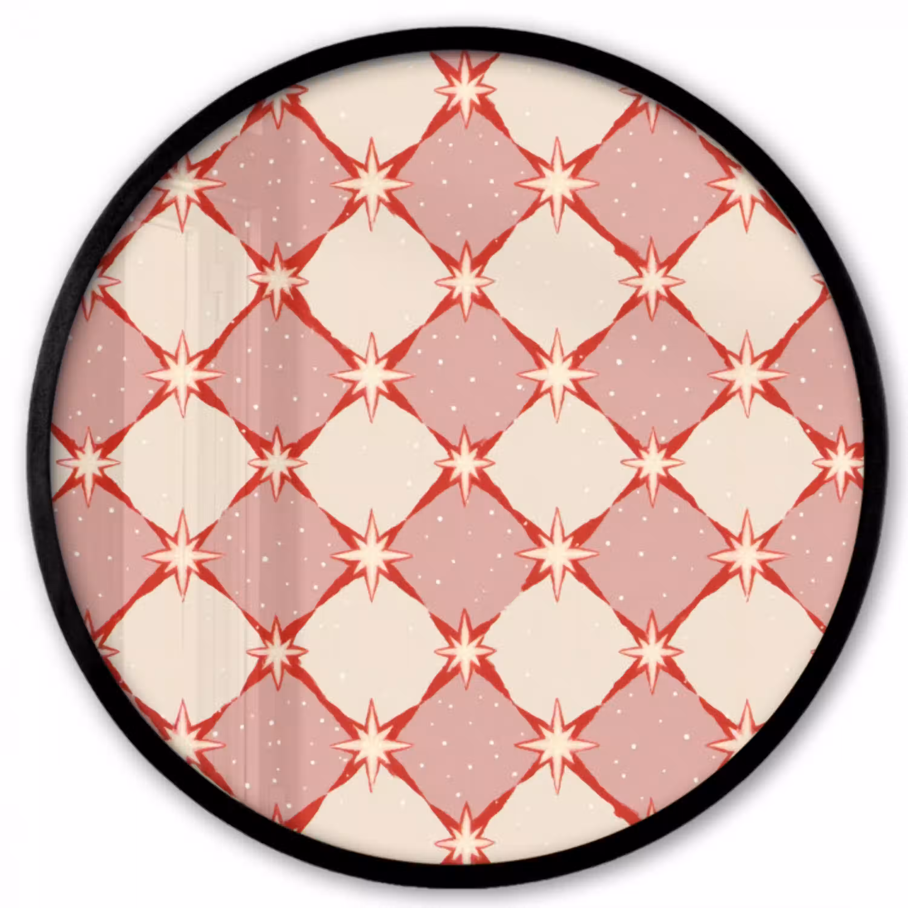 Ruiten - Sterren - Vintage - Oudroze - Rood Fotolijst rond zonder passe partout klein 856 -3d