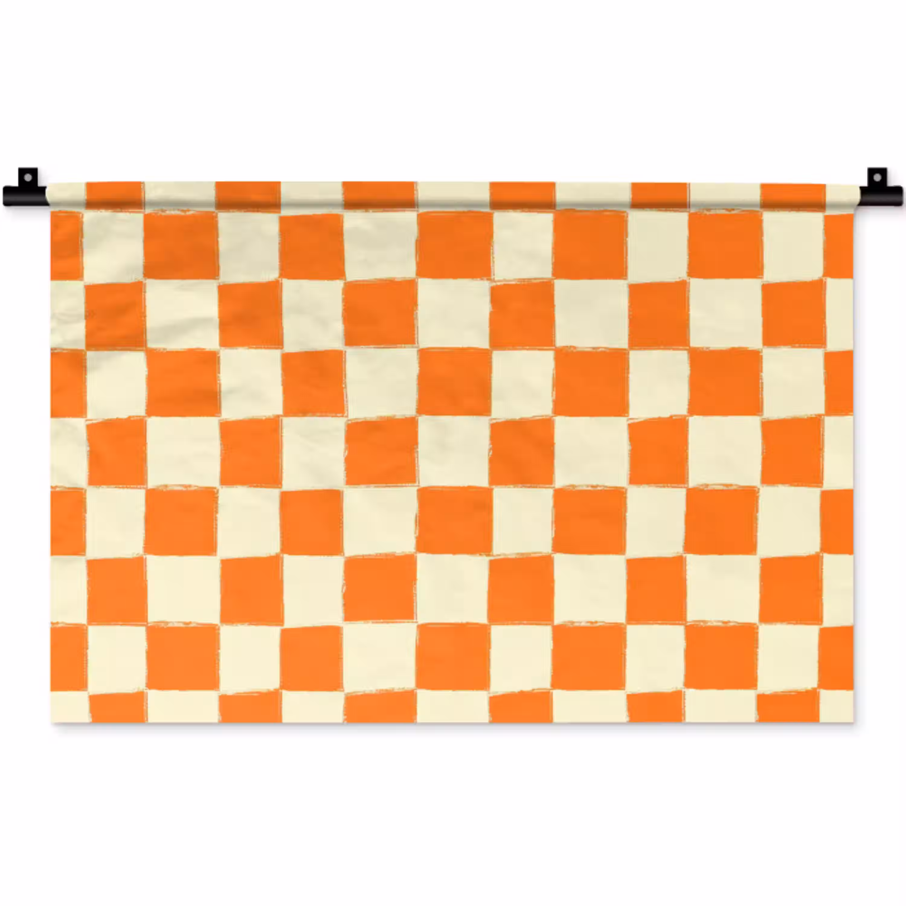 Schaak - Patroon - Oranje Wandkleed katoen klein 269 -zz3d
