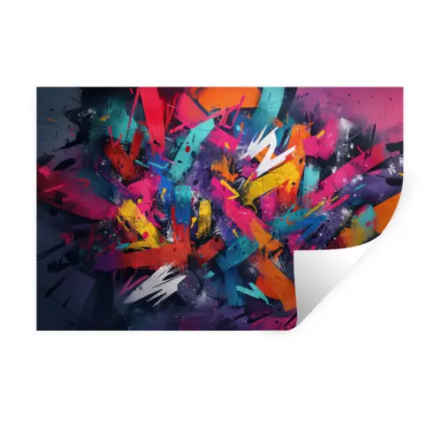 Abstract - Explosie - Neonkleuren Muursticker klein -3d
