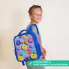 Een speels en kunstzinnig patroon van kleurrijke smileys Kinderrugzak - Blauw middel -sfeer3_NL