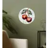 Kersen - Rood - Mozaïek - Blaadjes Wandcirkel behangsticker klein -sfeer2