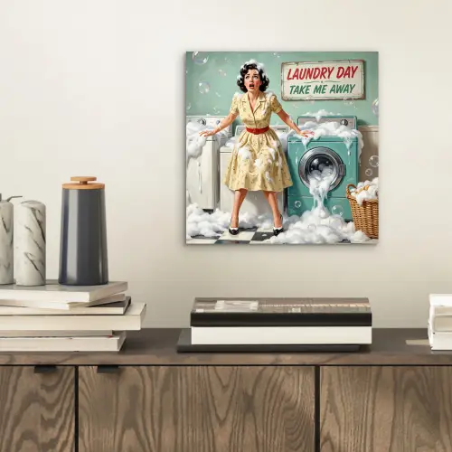 Retro - Blauw - Vrouw aluminium wit klein -sfeer1