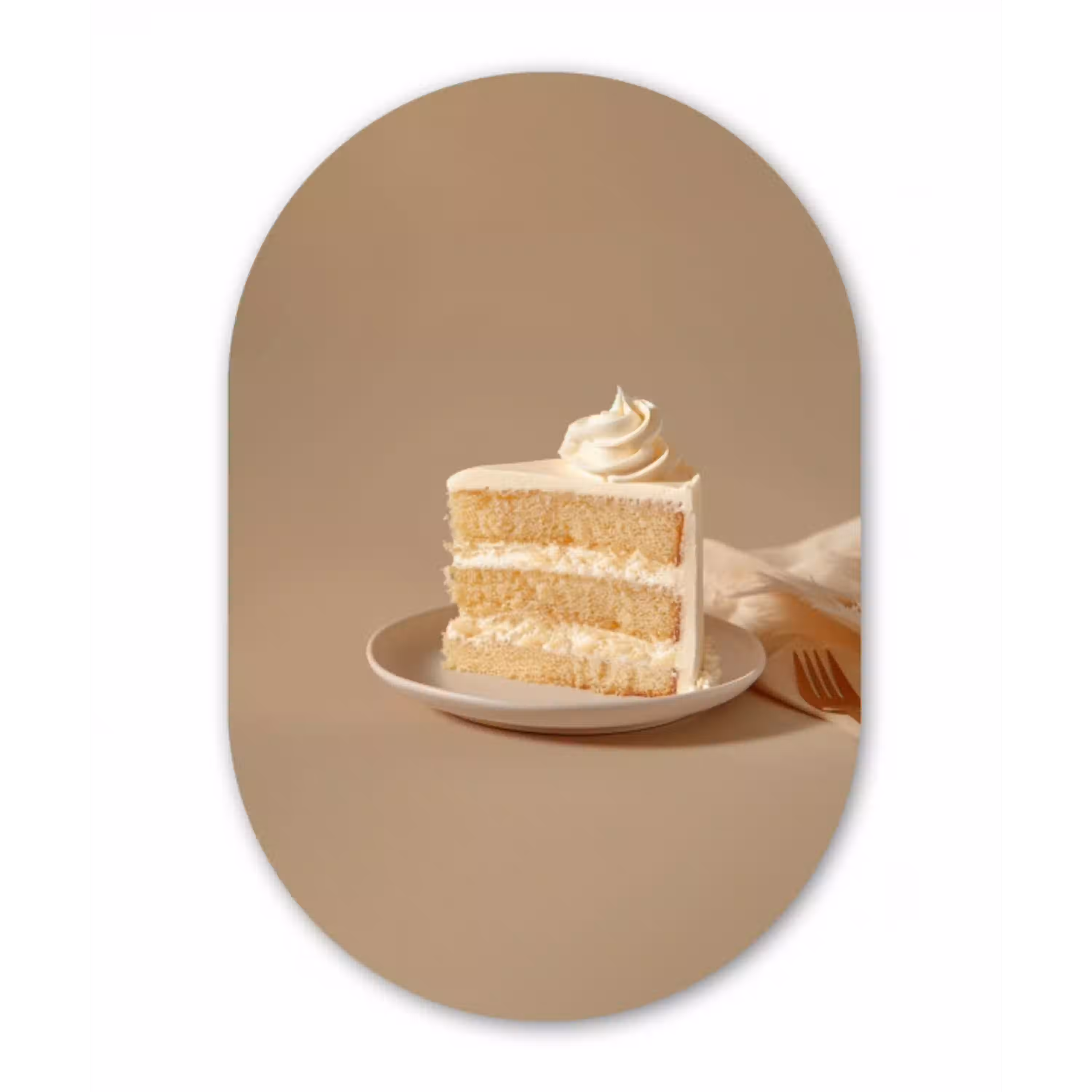 Vanilletaart - Cake - Romig Wandcirkel Ovaal Forex klein -3d