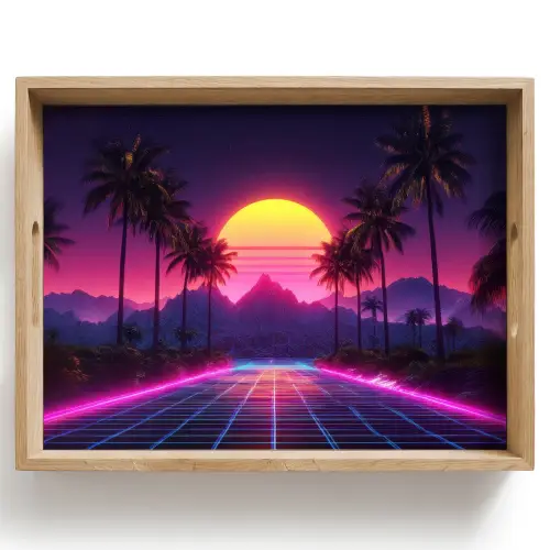 Horizon - Palmbomen - Bergen - Geel Dienblad Rechthoek middel -z3d_shopping