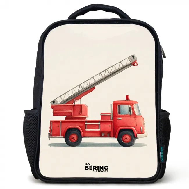 Kids' Backpacks Black -. Fire truck - Signed - Red