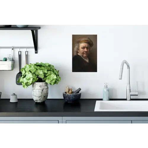 Zelfportret - Schilderij van Rembrandt van Rijn Muursticker klein -keuken