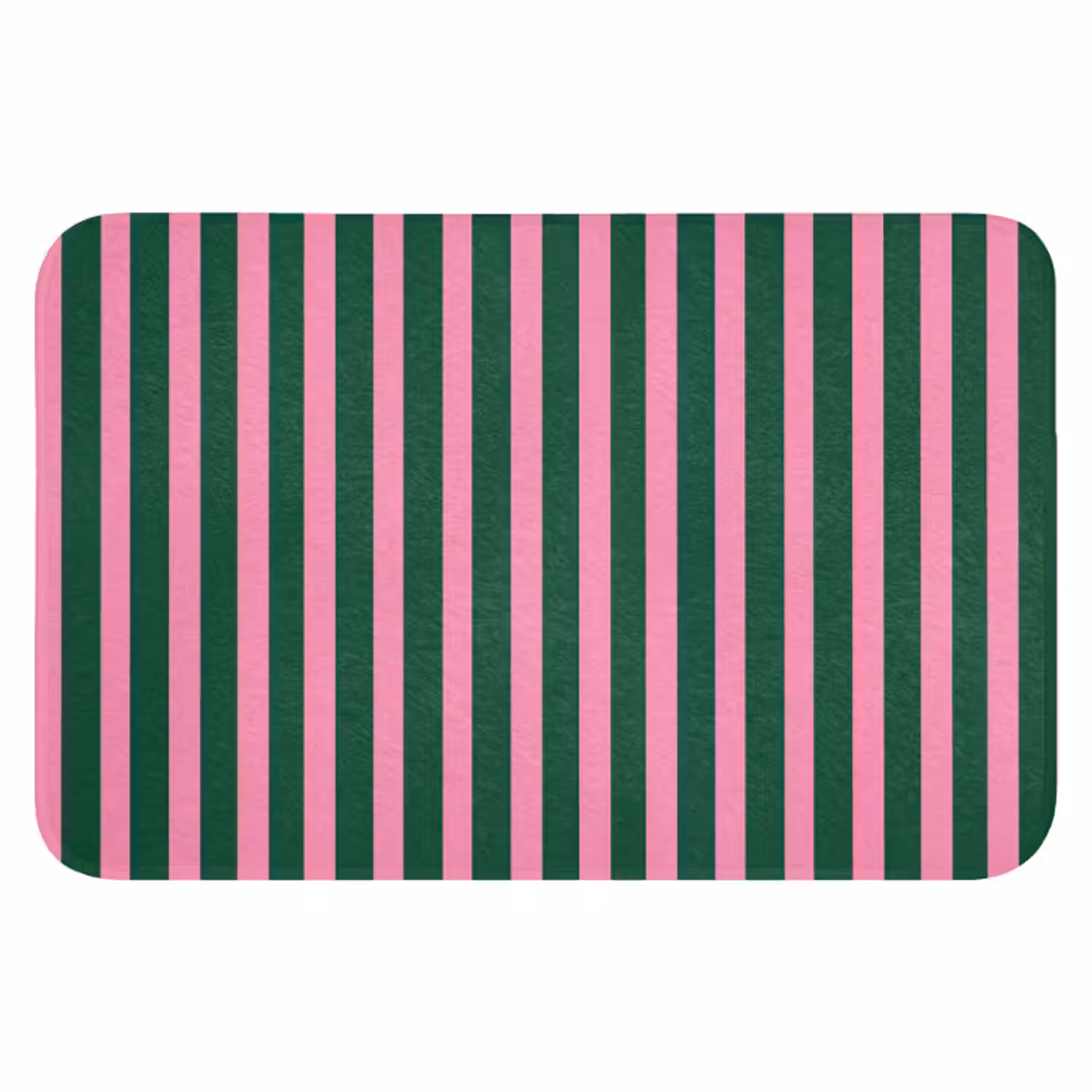 Badmat - Verticale strepen - Groen - Roze