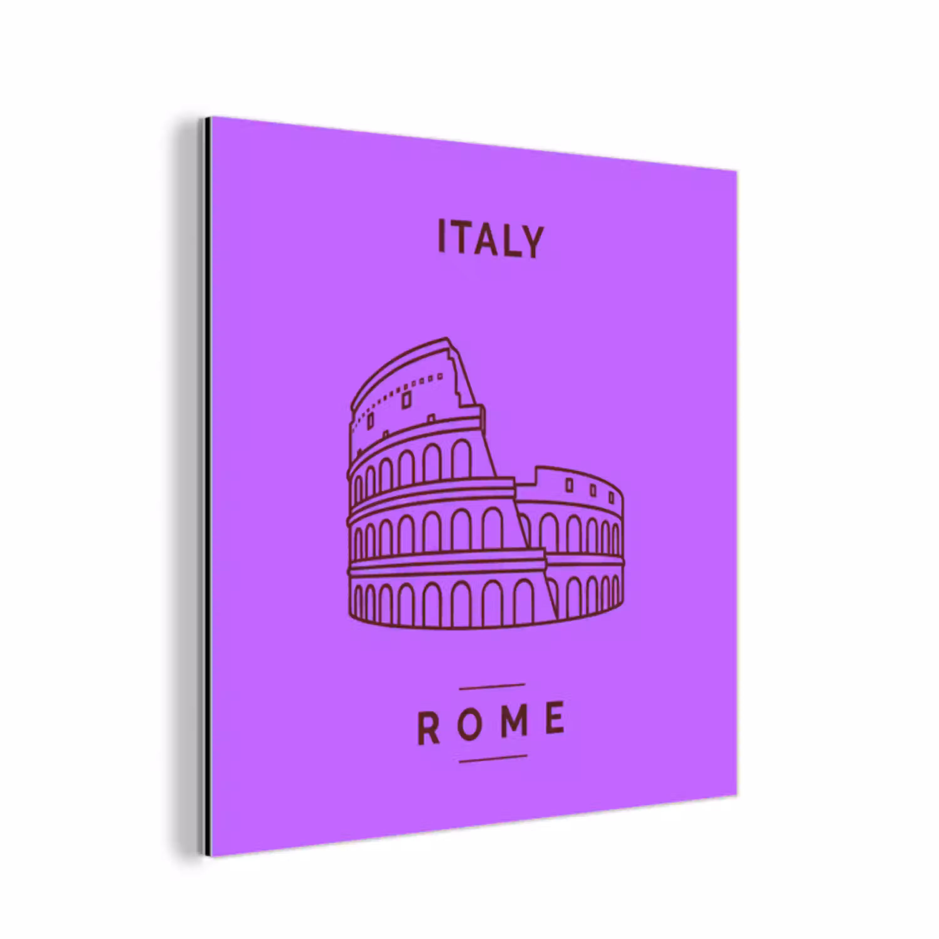 Architectuur - Colosseum - Rome - Minimalistisch - Paars aluminium wit klein -3d