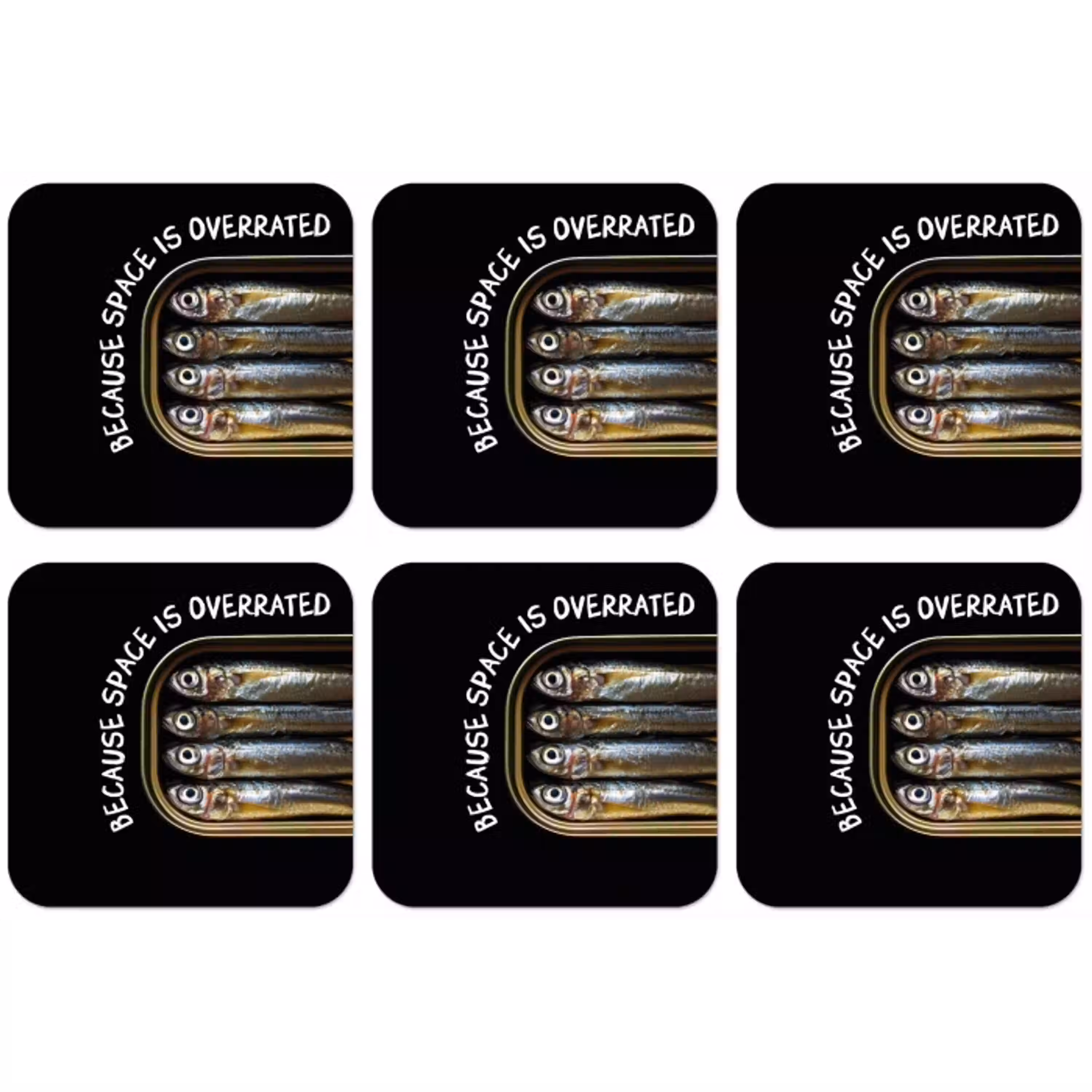 Sardines - Tekst - Vis - Blik onderzetter kurk middel -zkaufland3dotto