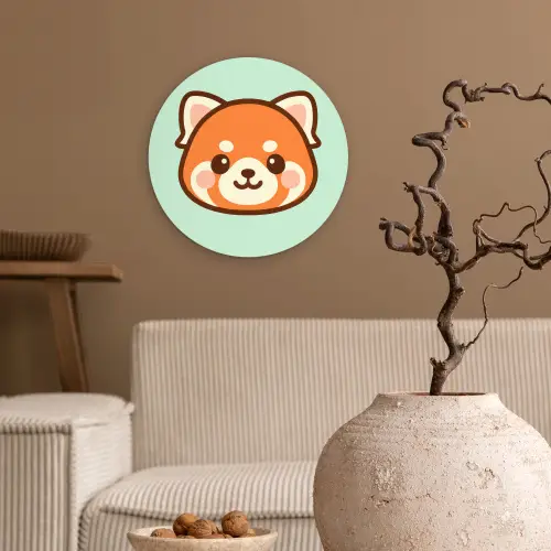 Rode panda - Groen - Cartoon Wandcirkel kunststof plaat 5mm dik klein -sfeer1