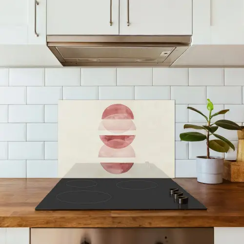 Minimalistisch - Cirkels - Roze keuken achterwand spatscherm klein -sfeer2