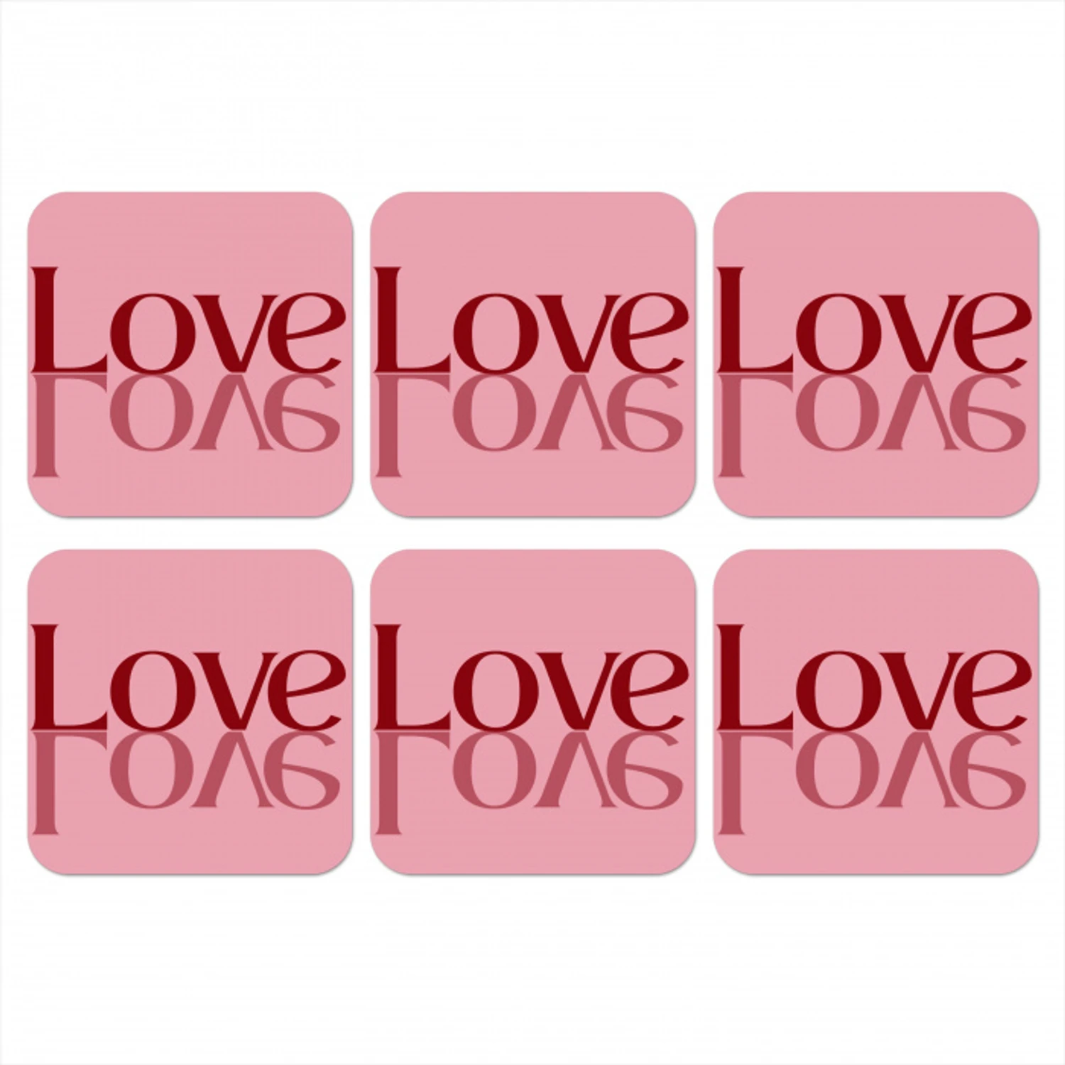Love - Roze - Spiegeling onderzetter kurk middel -3d