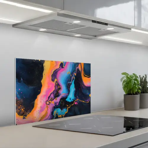 Modern - Marmer - Oranje keuken achterwand spatscherm klein -3d_schuin