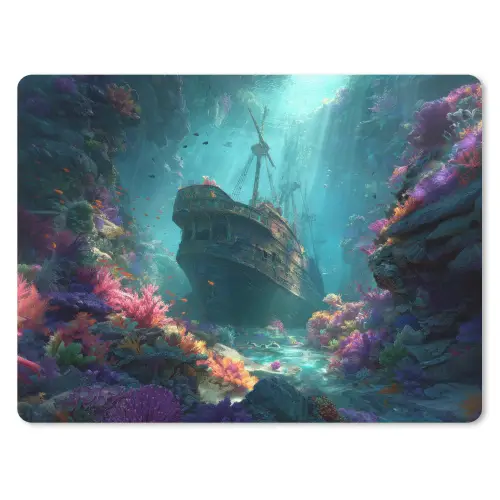 Schip - Hout - Koraalriffen - Zonlicht muismat rubber klein -3d