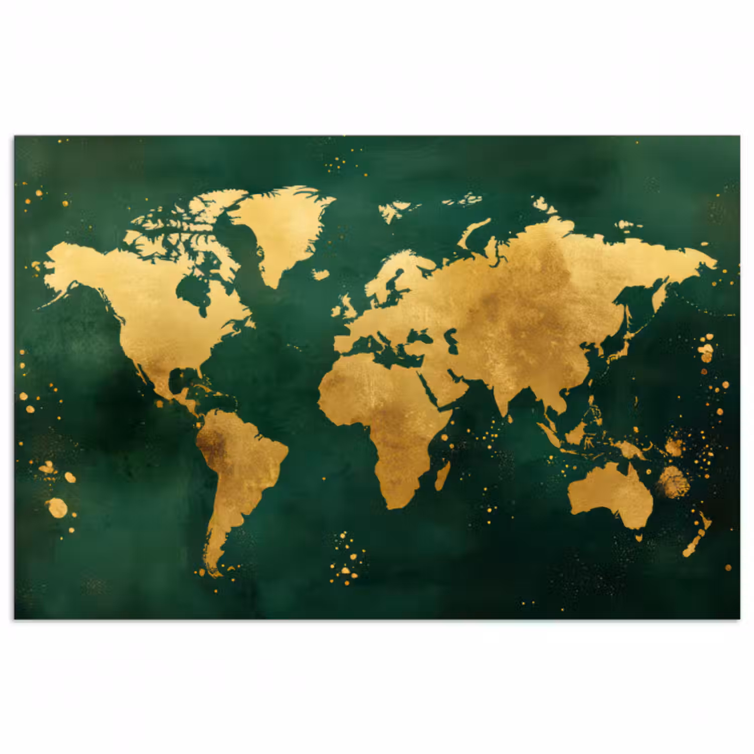 Poster - Weltkarte - Grün - Gold