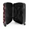 Diepbruine achtergrond met roze stippen NBS - Handbagage koffer - Kinderen Unisex middel -binnenkant