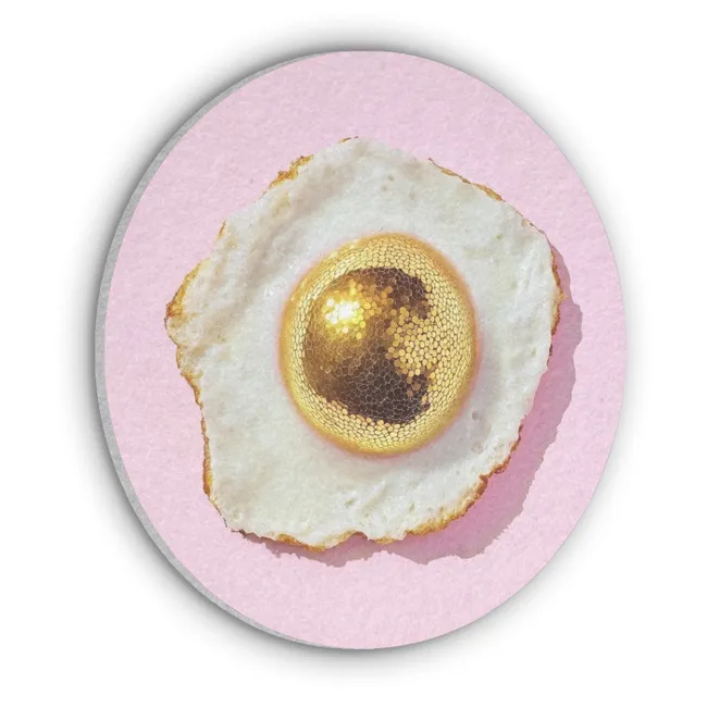 Akoestisch schilderij rond - Ei - Disco - Ontbijt - Glitter