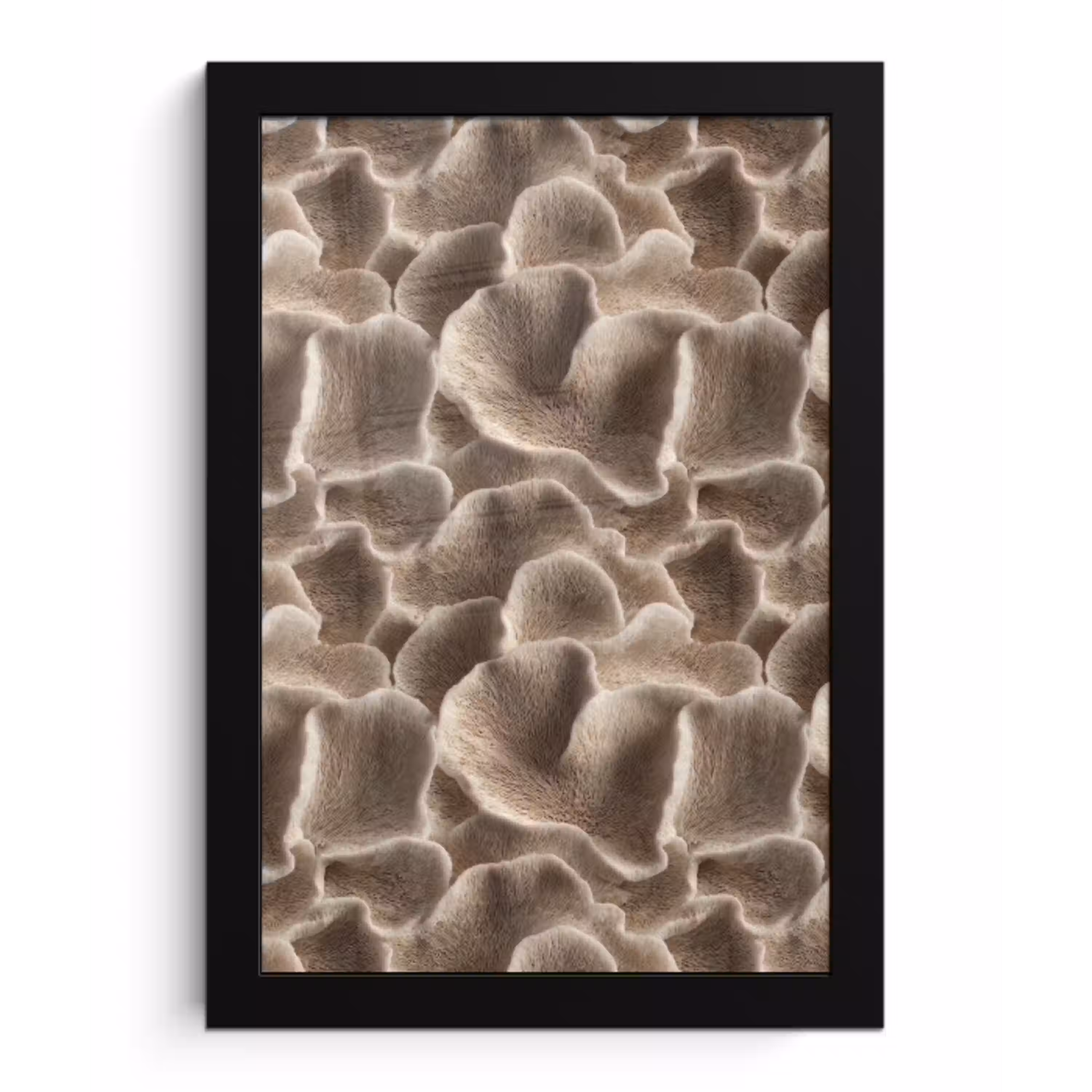 Waaiervorm - Beige - Vezel textuur fotolijst zwart zonder passe partout klein 224 -3d