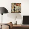 Graffiti - Banksy - Meisje - Street art aluminium wit klein -sfeer5