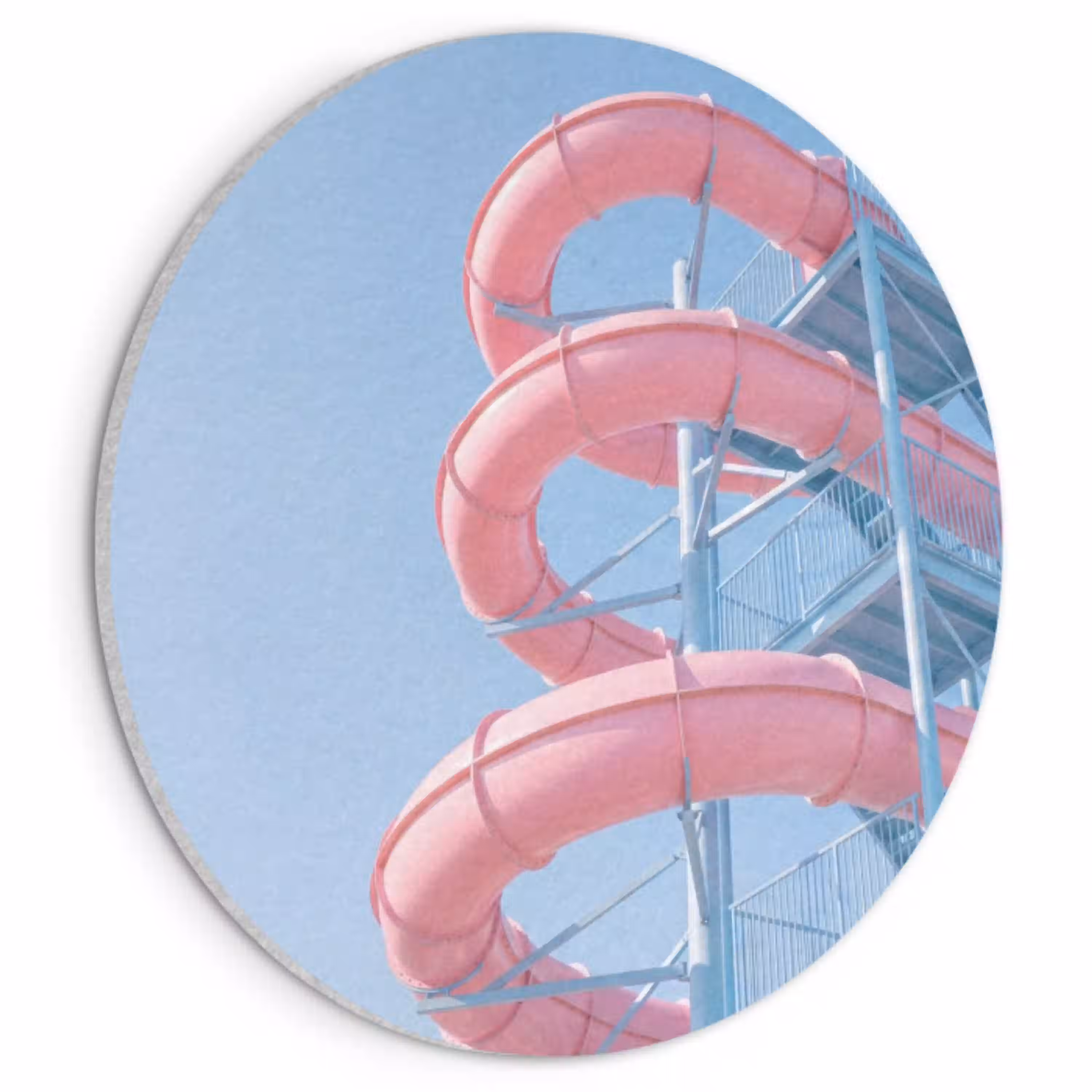 Glijbaan - Waterpark - Spiraal - Modern - Roze Akoestische PET Vilt - Rond klein -3d