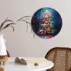 Kerstboom - Kerst - Abstract - Kleurrijk Wandcirkel kunststof plaat 5mm dik klein -sfeer4