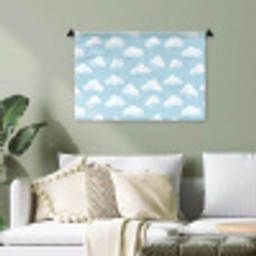 Wolken - Illustratie - Blauw Wandkleed katoen klein 269 -sfeer7