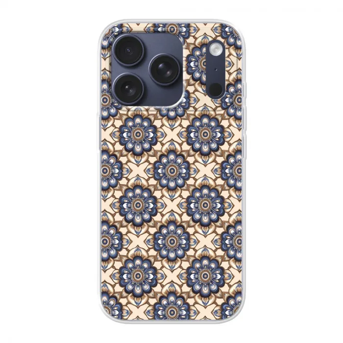 Floraal - Ornament - Blauw Telefoonhoesje iPhone 17 Pro klein 878 -3d
