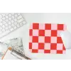 Schaakbord patroon - Rood - Roze - Blokjes muismat rubber klein -witbureau