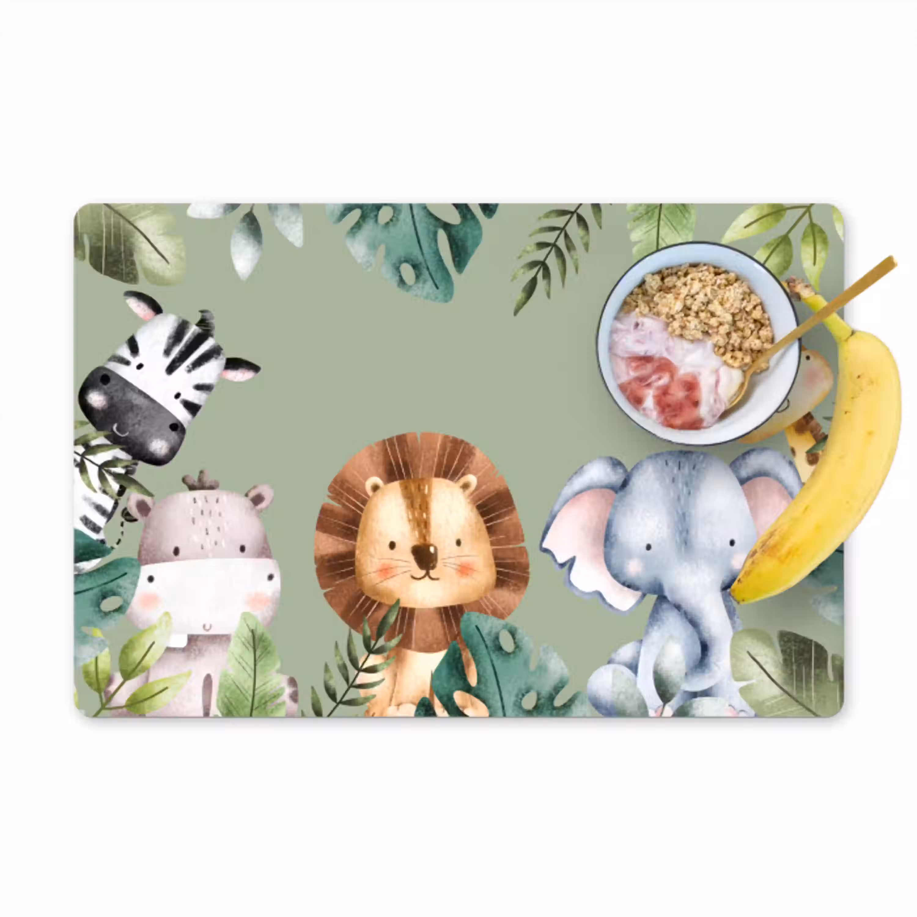 Dieren - Watercolor - Kind - Natuur Placemat vinyl groot -zzzproduct_Kitchenyeah-website