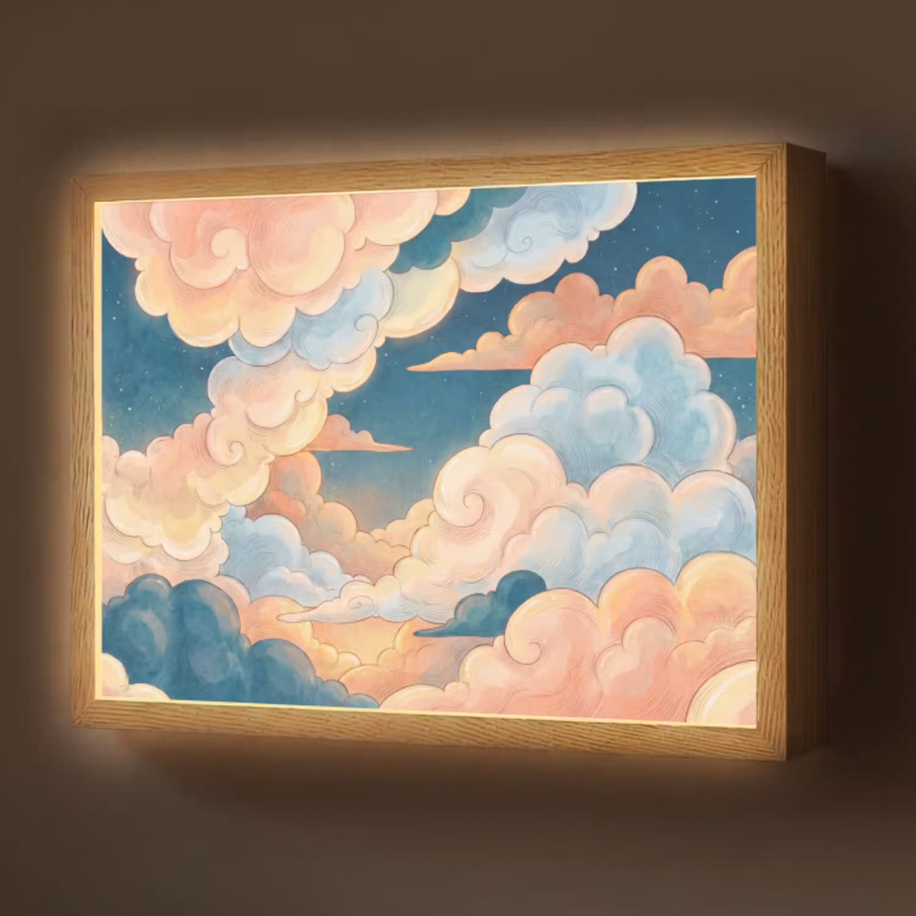 Wolk - Lucht - Natuur - Illustratief - Oranje Light Box met batterij (Wandlamp) middel -z3d_website